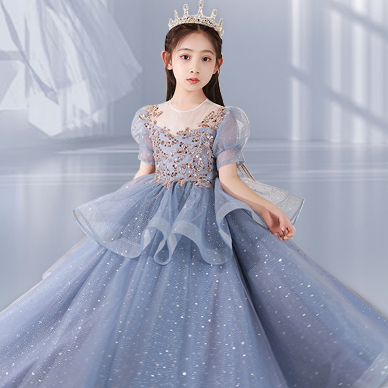 Princess Dress for Girls Royal Blue Elegant Party Gown for Performances Pageants And Special Occasions_voghion.com