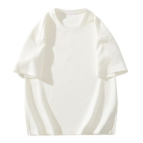 Vintage Short-Sleeve T-Shirt for Men - Summer 2025 New Arrival, Casual and Versatile, Honeycomb Pattern, Instagram Trendy Half-Sleeve T-Shirt