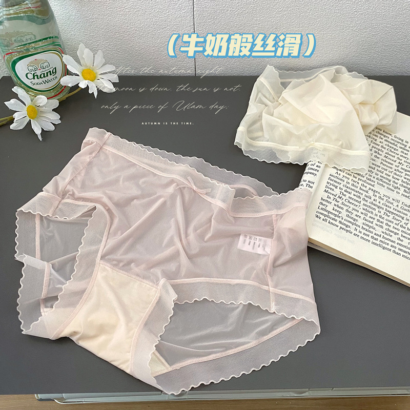 Japanese style thin lace girl underwear Women's Ice Silk Air mask pants quick-drying cotton antibacterial crotch seamless briefs