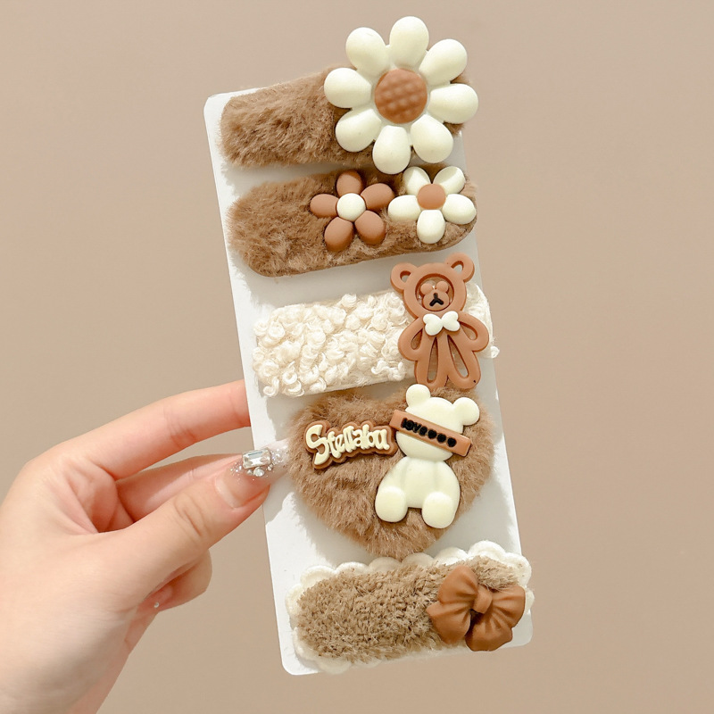 Horquilla para niños de otoño e invierno, sensación de alta calidad, no daña el cabello, pequeña fragancia, horquilla de felpa para niña, tocado, lindo clip lateral