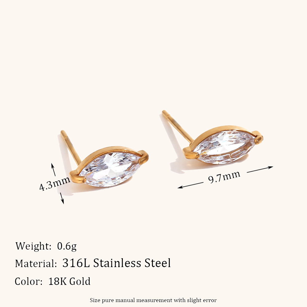 Simple Style Crown Flower Stainless Steel Inlay Zircon Ear Studs 1 Pair display picture 4