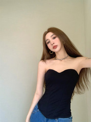 明らかな腰の副乳の新型のギャルは女性を遮って超弾を塗って胸のベストを塗って胸の2024光面の潮流の夏の魚の骨の黒色を現します。