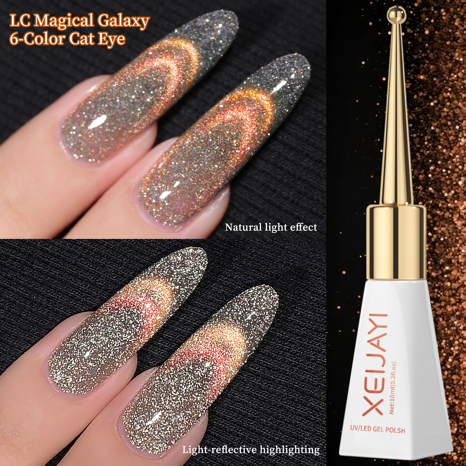 Magic Galaxy Eye Uña Gel 2025 nuevo Peacock Purple Eye Uña Gel de alta densidad
