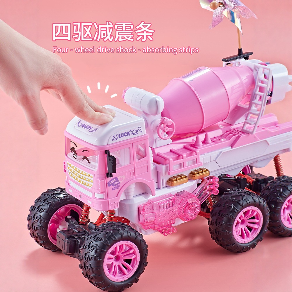 Amazon gran coche de control remoto Temu alta velocidad cuatro ruedas de escalada carga eléctrica cuatro vías con luces de control remoto vehículo todoterreno rosa