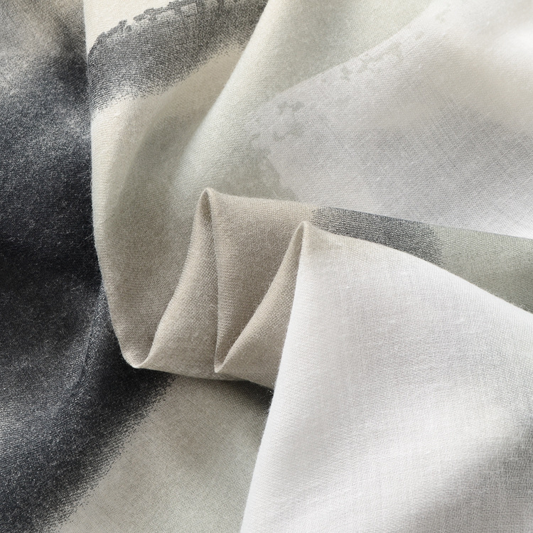 Comercio exterior clásico negro blanco gris impreso teñido de algodón y lino sentir bufanda mujer otoño e invierno cálido chal de algodón y lino bufanda larga