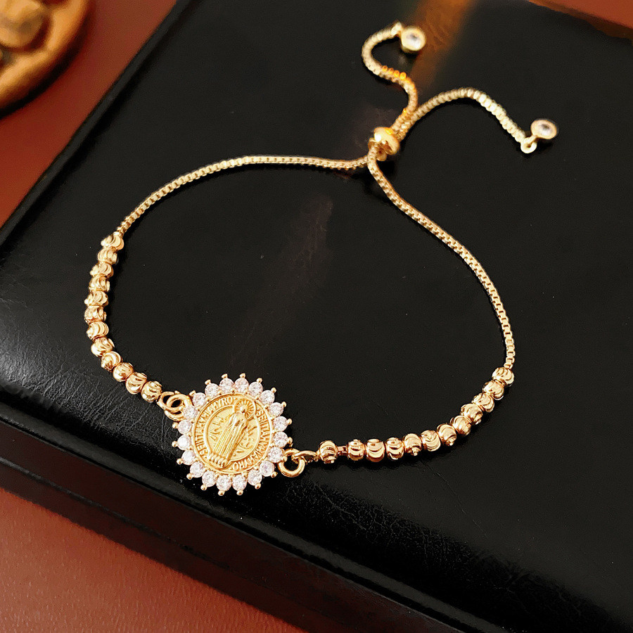Zircón ultra brillante retrato redondo ajustable pulsera ligera de lujo pulsera de alta sensación de diseño de nicho universal joyería de mujer image 8