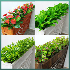 戶外假花塑料花仿真紅掌綠植花箱花槽長條柵欄插花庭院餐廳隔斷