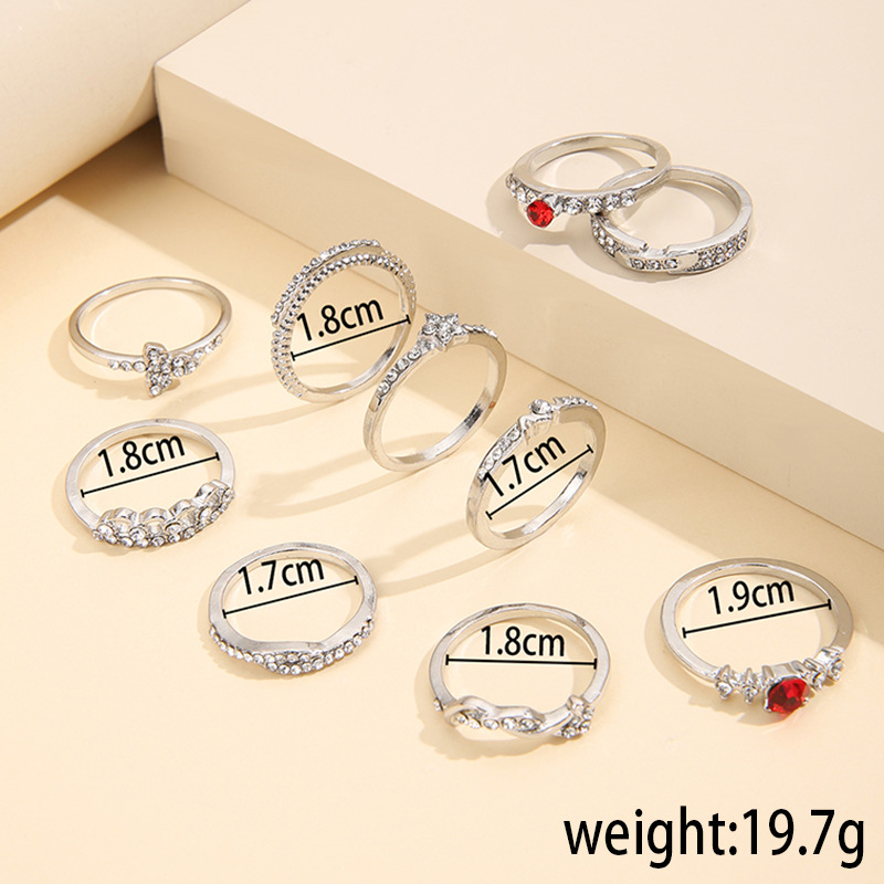 1 Set Retro Heart Shape Butterfly Alloy Plating Metal Rhinestones Womenu0027S Rings