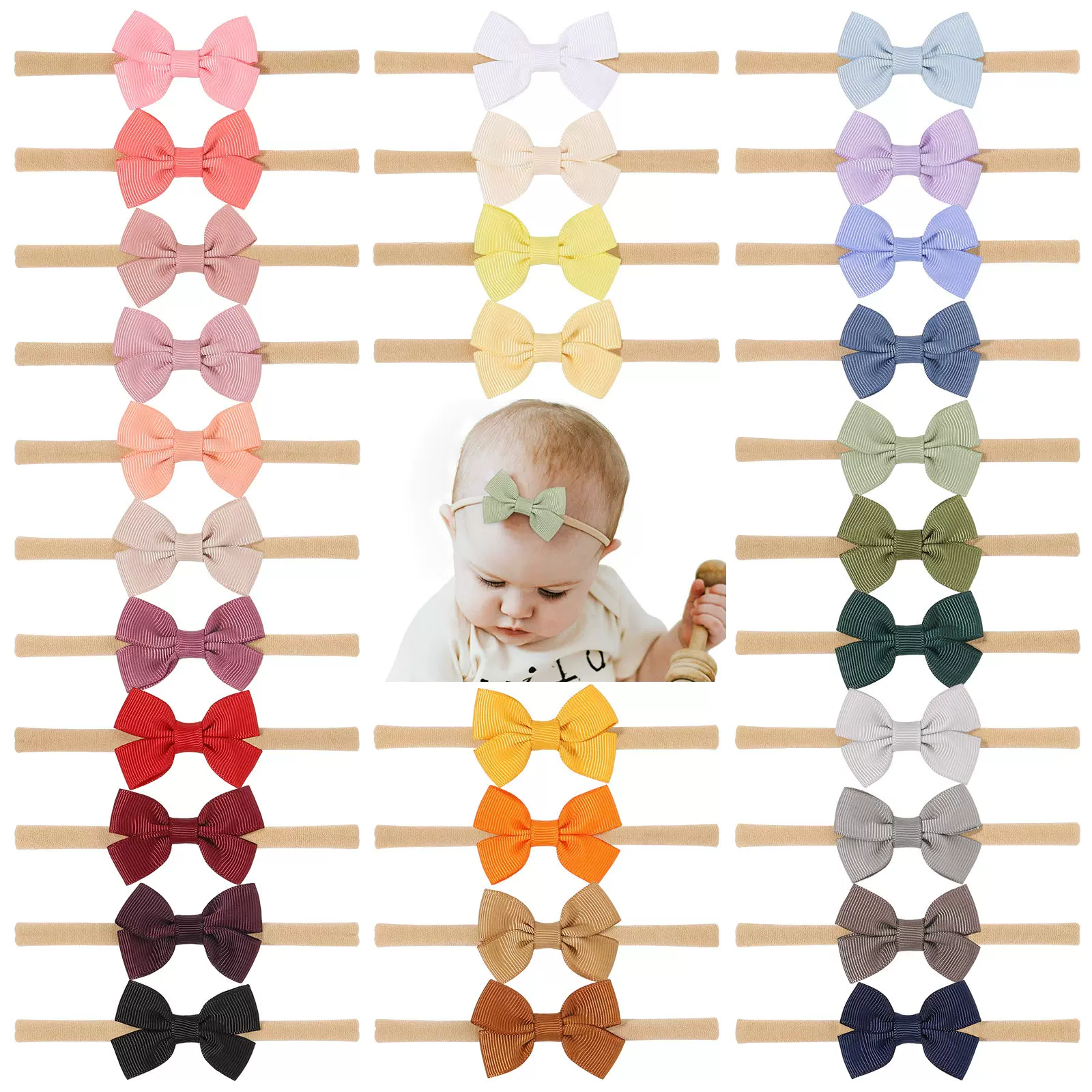 欧美新款宝宝头饰可爱女童不伤发婴儿发绳蝴蝶结尼龙细发带2808