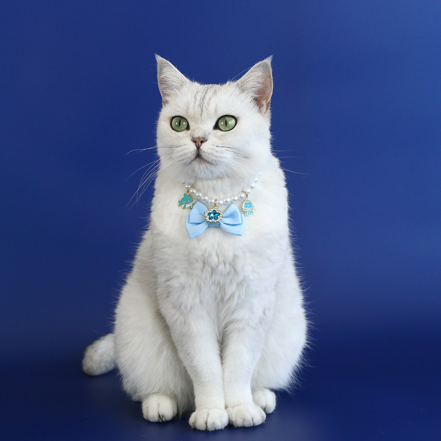 Collar de perlas de gemas de mascotas amor arco fragancia lujoso Malzis collar ajustable para gatos perros