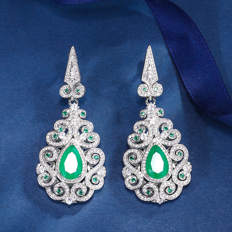 Zhuang Sheng joyería fondo de cobre chapado en oro simulación abuela Palacio Verde estilo retro traje femenino piedra principal 8*12