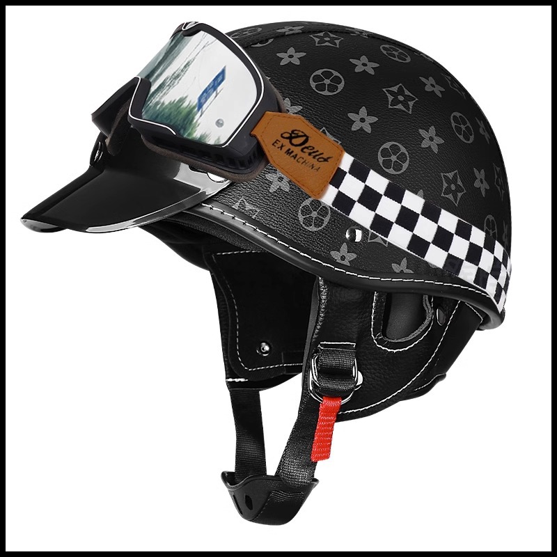 Comercio exterior se especializa en casco de motocicleta verano retro motocicleta medio casco Harley crucero primicia casco hombres y mujeres coche eléctrico seguridad