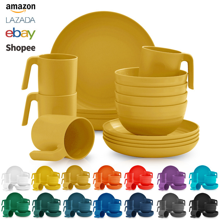 Amazon クロスボーダー プラスチック食器セット ディスク 16 アウトドア ピクニック 再利用可能なプラスチック食器|undefined