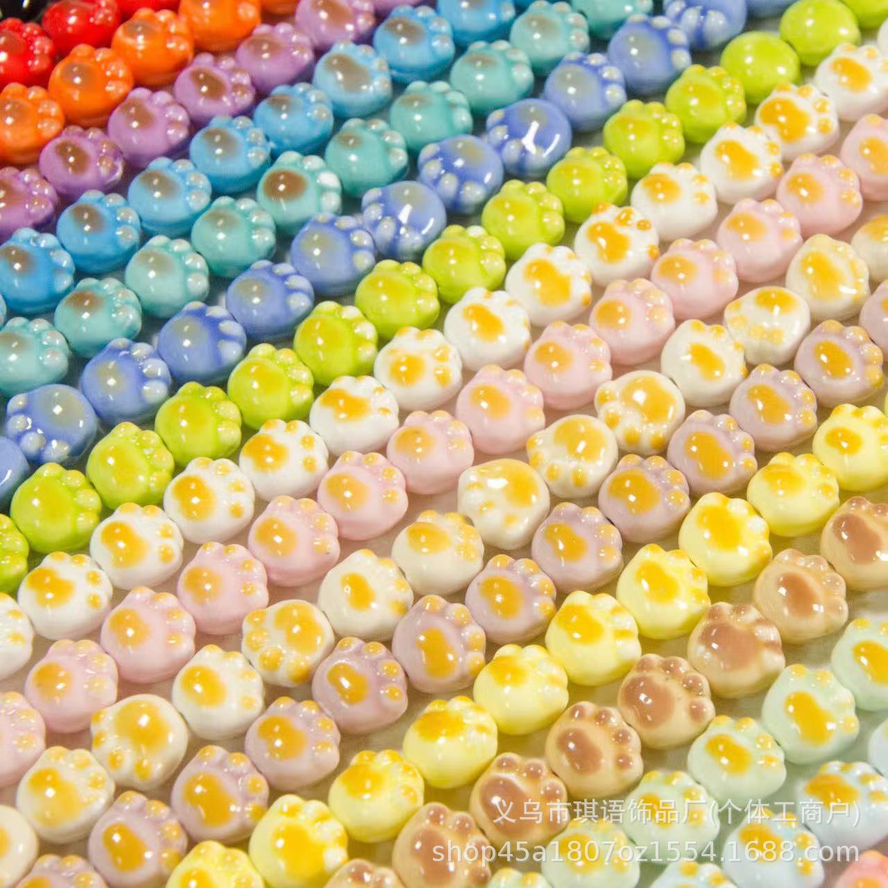 Cute garra de gato esmaltado cuentas de cerámica collar de cuentas sueltas colgante de pulsera hecha a mano DIY accesorios materiales de joyería