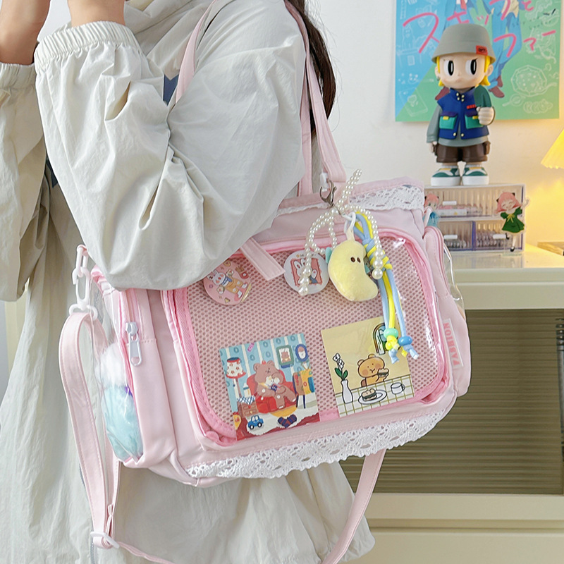 日系甜美少女二次元透明吧唧漫展痛包初高中生高颜值大食量单肩包