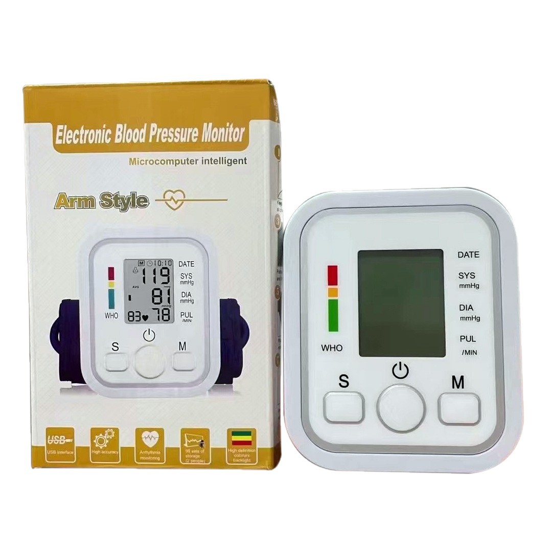 Esfigmomanómetro transfronterizo grado médico preciso totalmente automático tipo brazo superior instrumento electrónico inteligente de medición de la presión arterial esfigmomanómetro de exportación