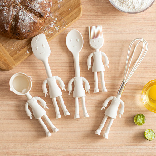 厨房迷你硅胶厨具5件套装 搅拌刮刀打蛋器量勺儿童辅食烘焙工具
