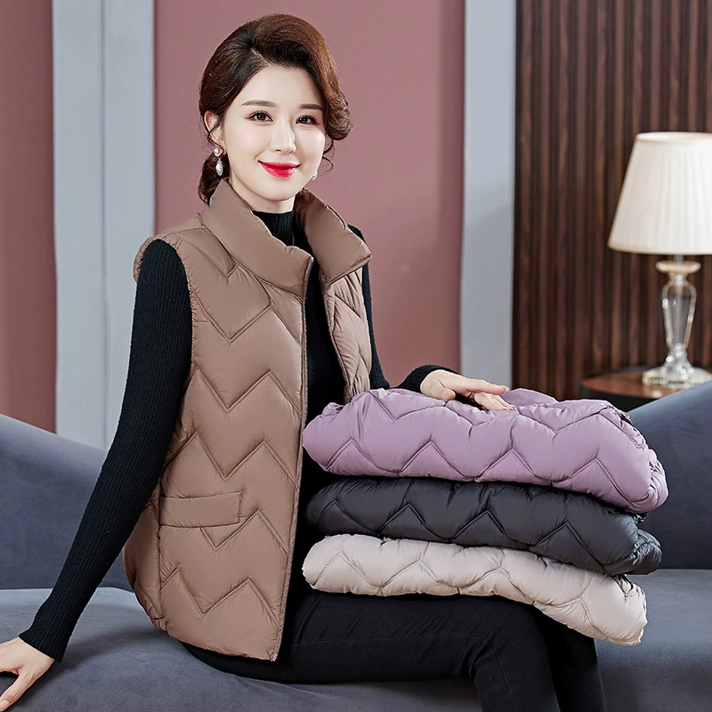 Зимний хлопковый жилет для мам среднего и пожилого возраста, осень и зима, новый короткий верхний жилет, тонкий женский хлопковый жилет, теплый