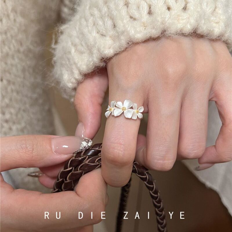 Cunning Condensed Fragrance Gardenia ~ Cool Gardenia Ring Matte Retro Temperament Small Fresh Open Ring Cunning Condensed Fragrance Gardenia ~ Cool Gardenia Ring Matte Retro Temperament Small Fresh Open Ring
