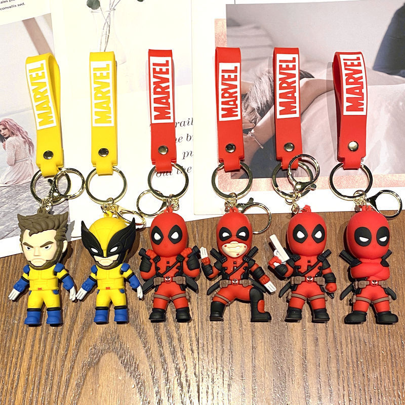Cross-border Marvel Deadpool and Wolverine Keychain Cartoon Doll Car Key Chain Couple Bag Pendant Wholesale