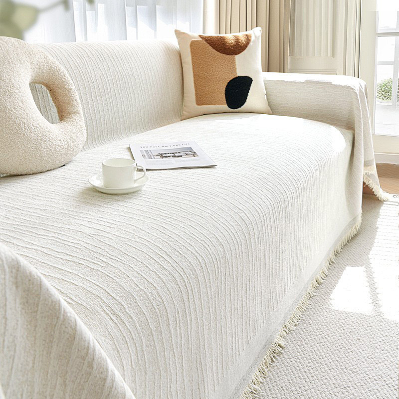 Toallas de sofá de viento de crema en sofá de Chenille cubierta completa L-shaped VIP cubierta de sofá todo incluido clásico versátil