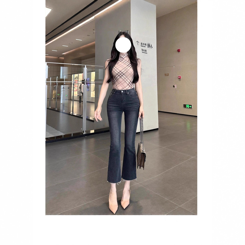 Hip-Enhancing Cropped Pants ~ Flared Jeans Gray Slim Versatile Hip-Enhancing Jeans Straight-Leg Autumn New Trendy Hip-Enhancing Cropped Pants ~ Flared Jeans Gray Slim Versatile Hip-Enhancing Jeans Straight-Leg Autumn New Trendy