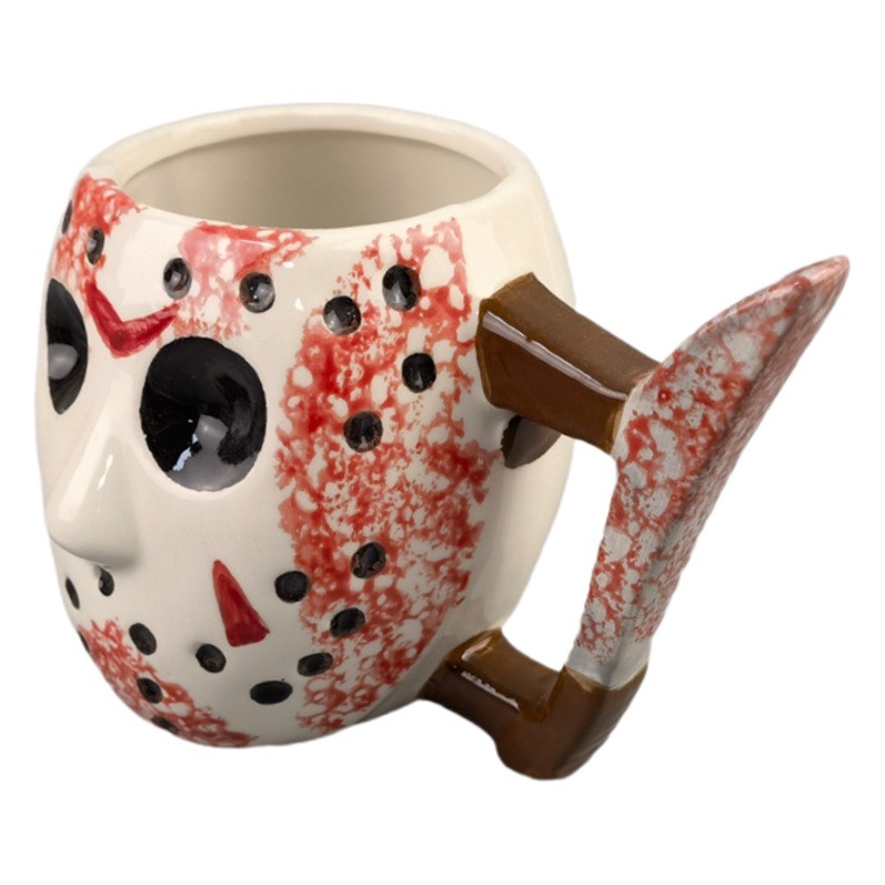 Estrictamente seleccionado Halloween horror Fredi vs Jason taza de la máscara de los hombres del diablo fantasma cien Bews hombres Taza de cerámica