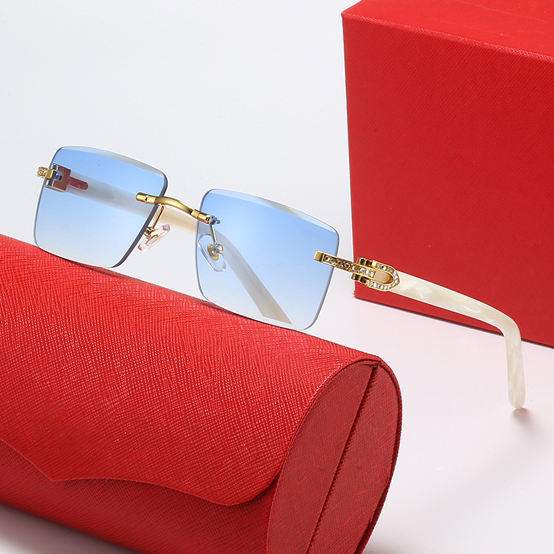 Frameloze zonnebril voor dames met strass en gesneden rand_voghion.com