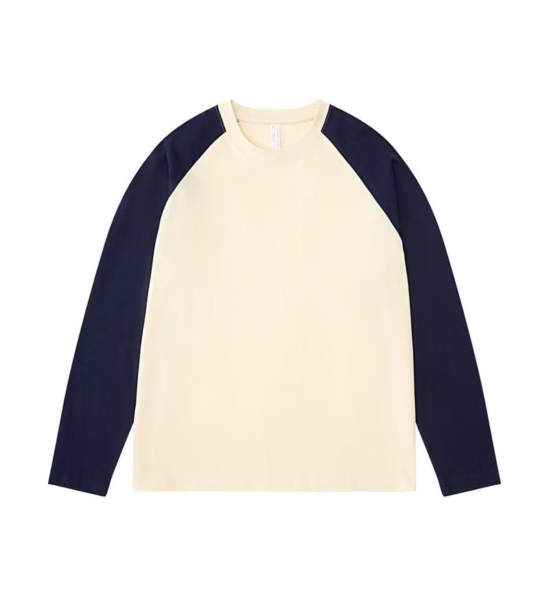 Men's Clothing Men's Color Block Raglan Sleeve Long Sleeve T-Shirt Loose Fit Casual Versatile Solid Color Trendy Couple Style Top_voghion.com