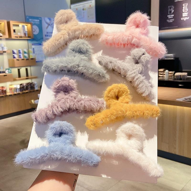 Clip de pelo de peluche cuchara trasera clip de pelo grande clip de otoño e invierno nuevo clip de pelo clip de tiburón clip tocado para las mujeres