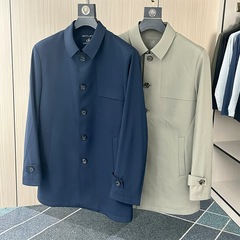 中长款风衣男士翻领外套秋季2025新款宽松商务工装夹克免烫上衣