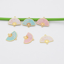 古风饰品配件 合金滴油双吊扇子挂件DIY手工耳饰车载发簪材料批发