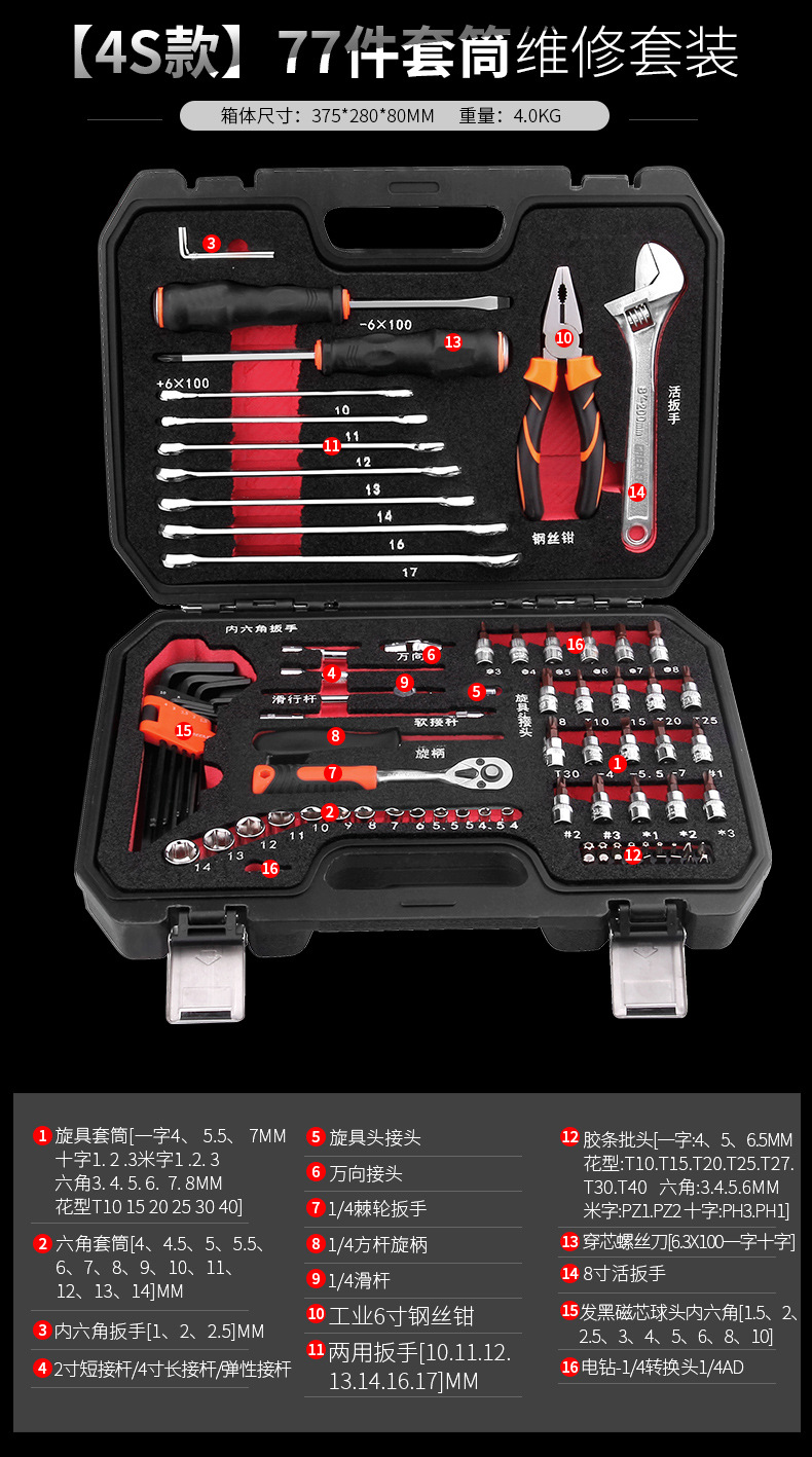 Suitable for Green Forest Auto Repair Tool Set Ratchet Quick Socket Wrench Sleeve Car Repair Motorcycle Maintenance
