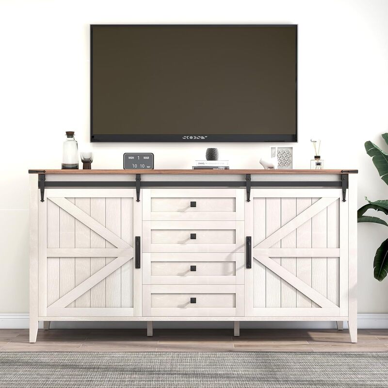 American-Style Eco-Friendly Panel Barn Door Sideboard Modern Minimalist Storage Tv Cabinet Dual-Use Living Room Wall Storage Cabinet