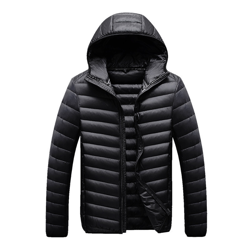 2024 nuevo otoño y invierno ligero plumas de algodón corto encapuchado deportivo casual ligero abrigo cálido de moda masculino impresión GO