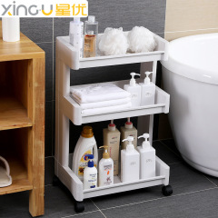 Mobile bathroom storage rack, bathroom rack, bedroom bathroom bathroom storage rack, multi-layer plastic household products