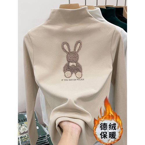 Men and Women Children Half High Collar Base Shirt Winter Fleece Lined Thickened Medium and Large Children's Wear Boys Half High Collar Long Sleeve Fashion