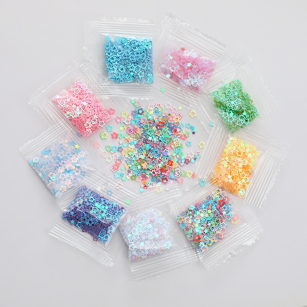 跨境镂空五角星美甲亮片手工DIY手机壳流麻填充材料指甲滴胶饰品