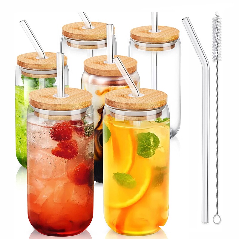 Amazon Mason Cup Coke Cup Glass Beer Can Cup Lemon Juice Straw Cup High Borosilicate Glass Cup