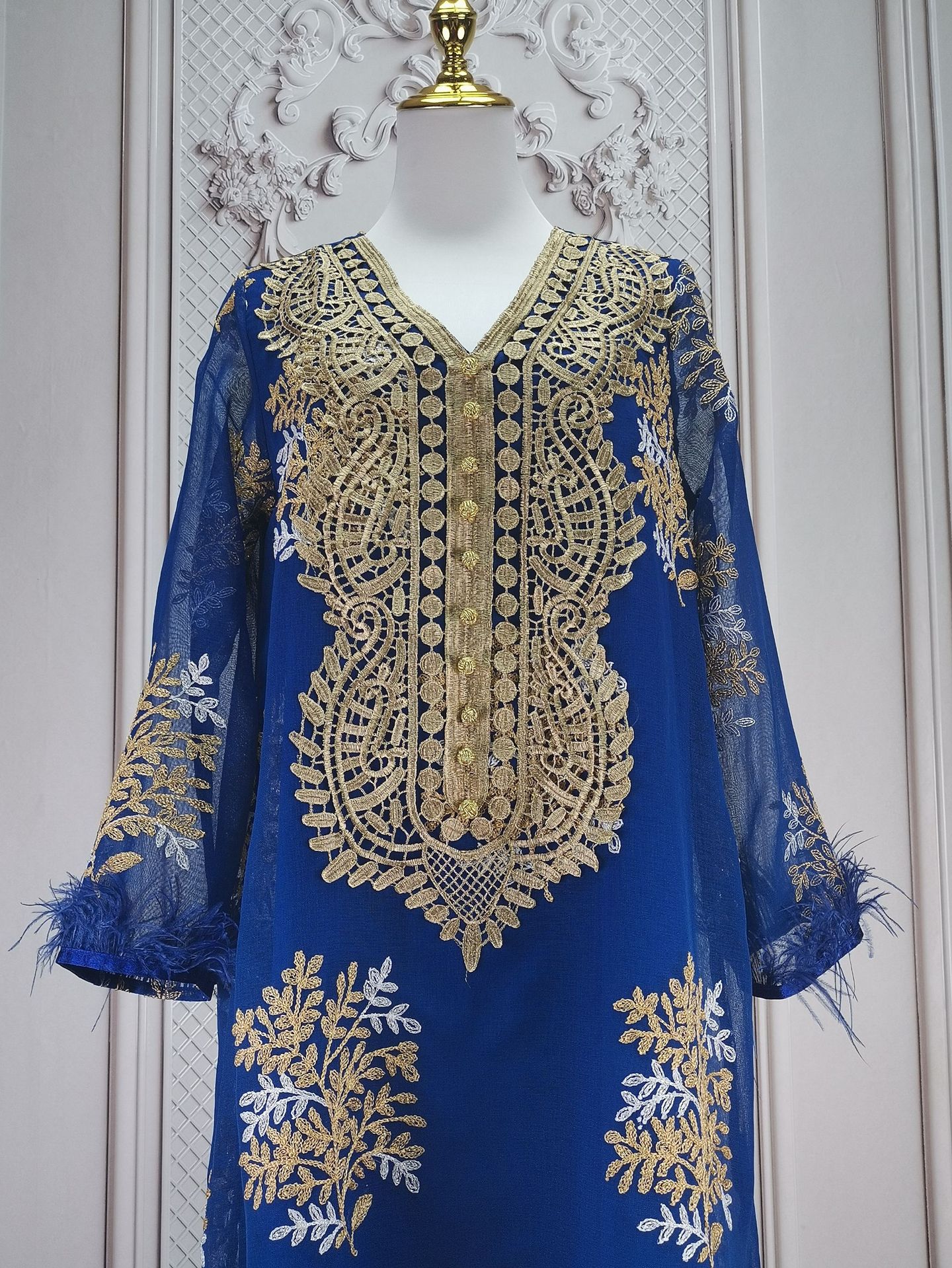 Damenbekleidung Bestickte muslimische Roben Arabische Kleidung Kleider_voghion.com