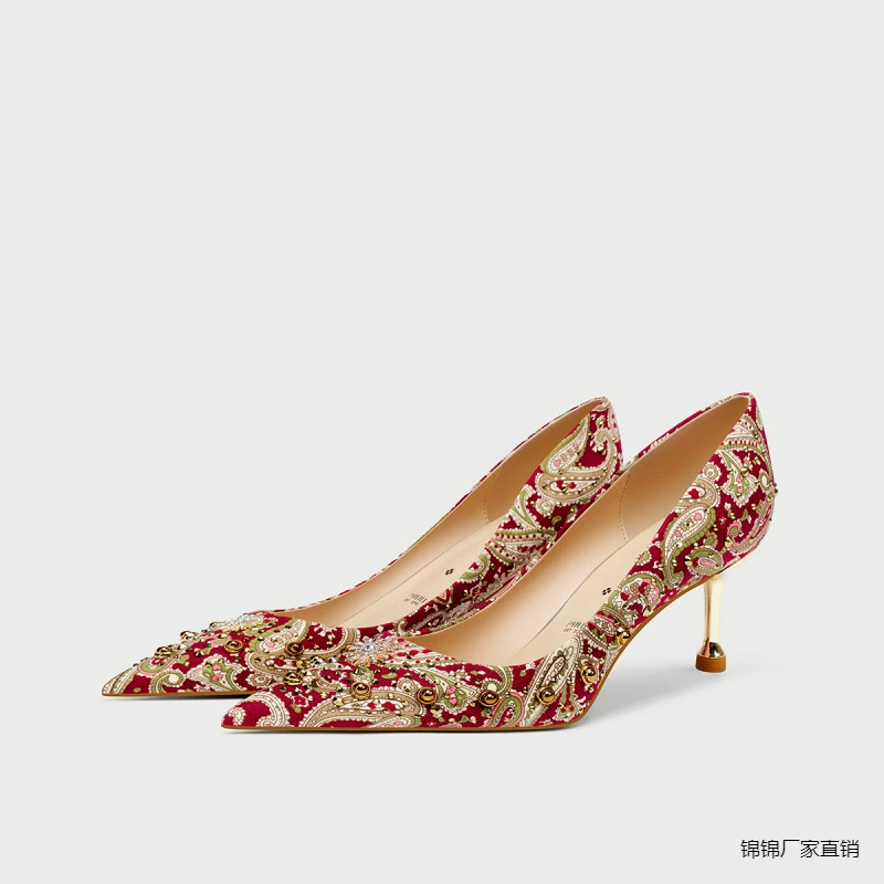 Обувь невесты 2024 новые красные свадебные туфли Xiuhe