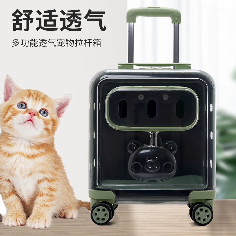 Pet trolley case wholesale space bag cat travel carrying luggage transparent space capsule universal wheel trolley case