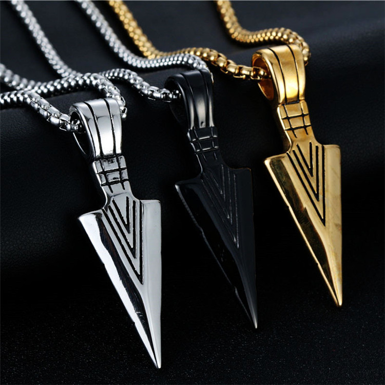 25g Weight Hip-Hop Arrow Titanium Steel Men's Pendant Necklace