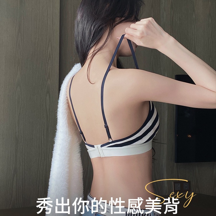 Ropa interior francesa, traje de mujer, estilo delgado, pecho pequeño, fruncido, pecho, letras, sujetador de copa triangular sexy