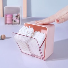 Poplar double-grid cotton swab makeup cotton storage box desktop miscellaneous small items organization storage box cross-border wholesale
