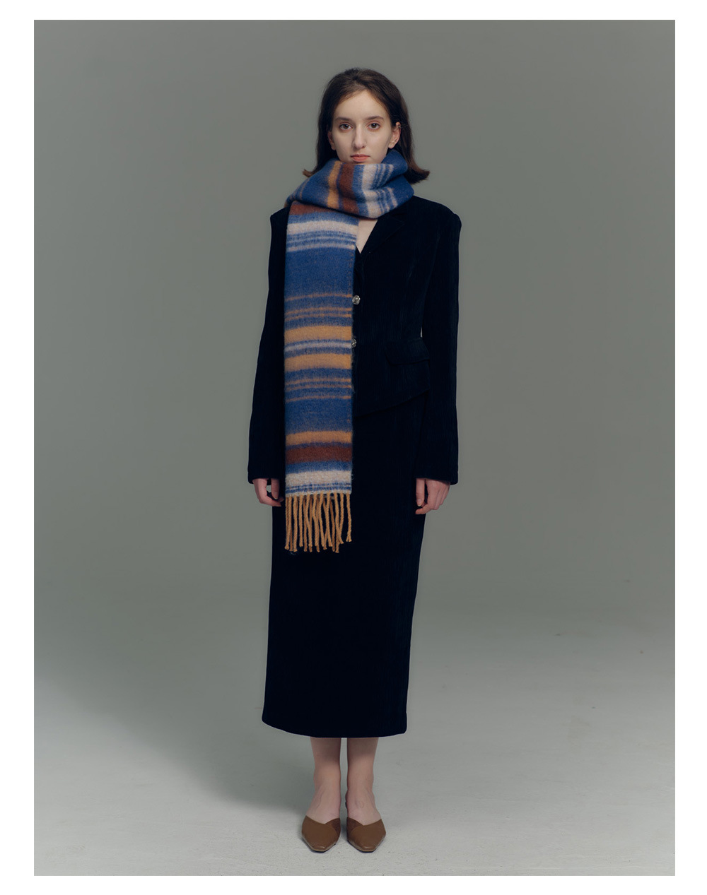 Sciarpa a righe design uomo e donna in morbido finto cashmere_voghion.com