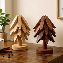 圣诞树隔热垫一棵树竹子防烫耐热垫家用圆形创意餐桌碗垫餐垫摆件