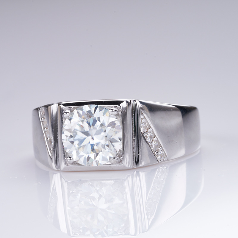 925 plata esterlina granada anillo de hombre rojo y negro moissanita anillo masculino chapado pt950 oro fábrica al por mayor en stock