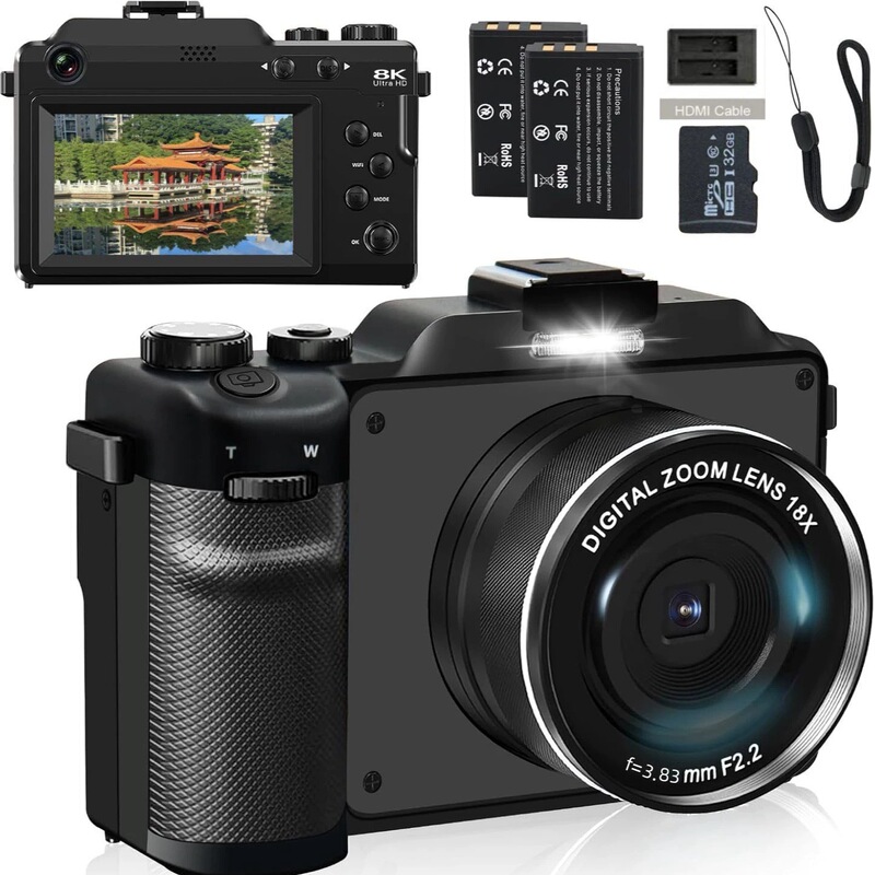 Cross-Border English Version 8K High-Definition 100 Million Pixel Retro I Digital High-Definition Screen 18X Zoom Anti-Shake Beauty Camera X9