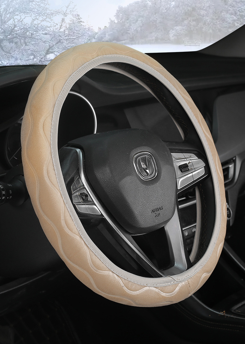 New car steering wheel cover without inner ring winter short plush warm non-slip short plush handle cover Choice